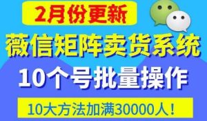 微信矩阵卖货系统，多线程批量养10个微信号，10种加粉落地方法，快速加满3W人卖货！-资源宝库吧