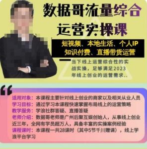 数据哥流量综合运营实操课:短视频、本地生活、个人IP知识付费、直播带货运营-资源宝库吧