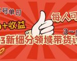 2023新细分领域带货计划：单号单日1000+收益不难，每人可操作3-5个账号-资源宝库吧