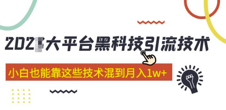 大平台黑科技引流技术，小白也能靠这些技术混到月入1w+(2022年的课程）-资源宝库吧