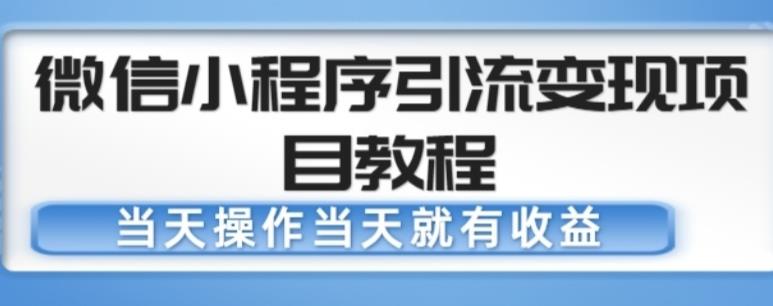 微信小程序引流变现项目教程，当天操作当天就有收益，变现不再是难事-资源宝库吧