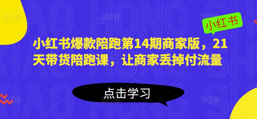 小红书爆款陪跑第14期商家版，21天带货陪跑课，让商家丢掉付流量-资源宝库吧