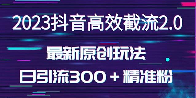 日引300＋创业粉，独家抖音高效截流2.0玩法（价值1280）-资源宝库吧
