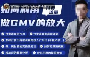如何利用付费流量GMV的放大,微付费、纯付费的实操型打法-资源宝库吧