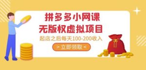 黄岛主·拼多多小网课无版权虚拟项目分享课：起店之后每天100-200收入-资源宝库吧
