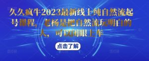 久久疯牛2023最新线上纯自然流起号课程，老杨是把自然流玩明白的人，可以闭眼上车-资源宝库吧