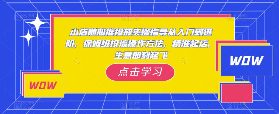 小店随心推投放实操指导从入门到进阶，保姆级投流操作方法，精准起店，生意即刻起飞-资源宝库吧