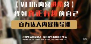 vlog内容进阶营，找到真正有趣的自己，百万达人内容指导课-资源宝库吧