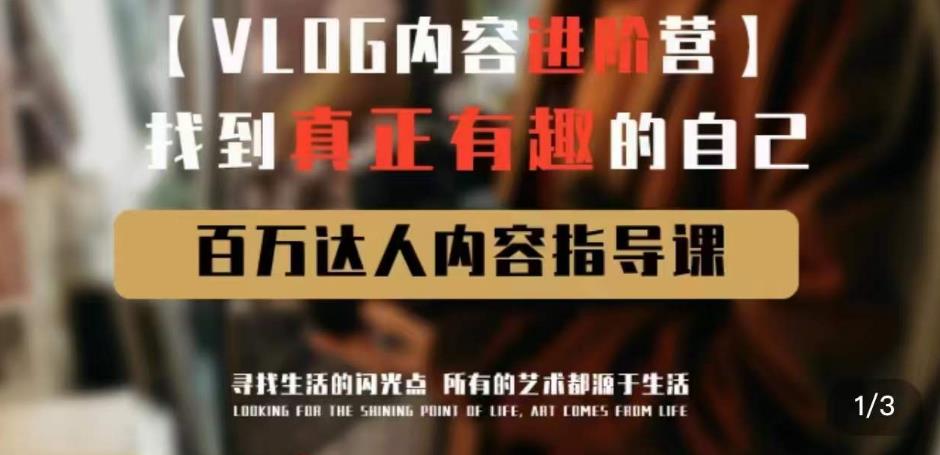 vlog内容进阶营，找到真正有趣的自己，百万达人内容指导课-资源宝库吧