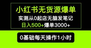 小红书无货源爆单实测从0起店无脑发笔记爆单3000+长期项目可多店-资源宝库吧