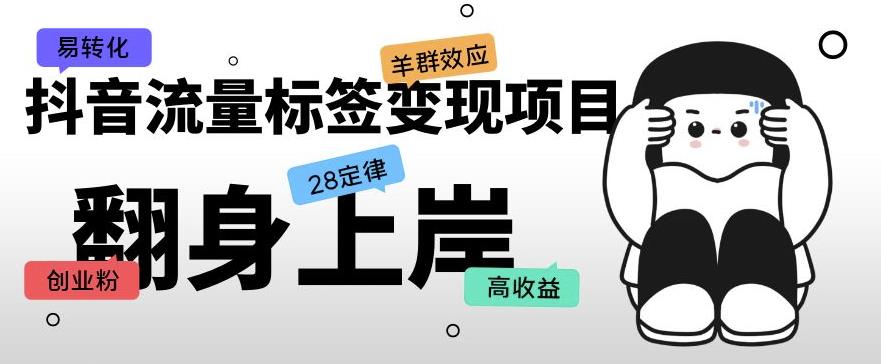 抖音流量标签变现项目，抖音创业粉轻松转化，单价高收益简单-资源宝库吧