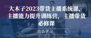 大木子2023带货主播系统课，主播能力提升训练营，主播带货必修课-资源宝库吧