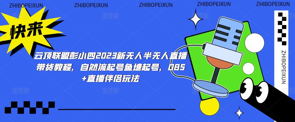 云顶联盟彭小四2023新无人半无人直播带货教程，自然流起号鱼塘起号，OBS+直播伴侣玩法-资源宝库吧