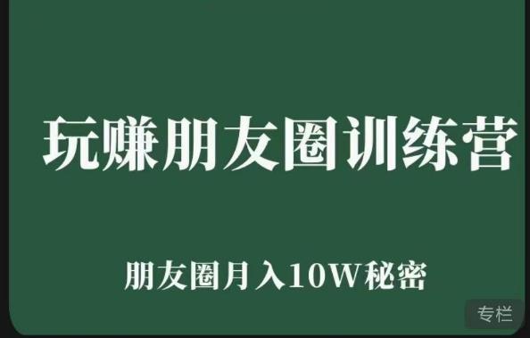 玩赚朋友圈系统课，朋友圈月入10W的秘密，​7天系统图文课程-资源宝库吧