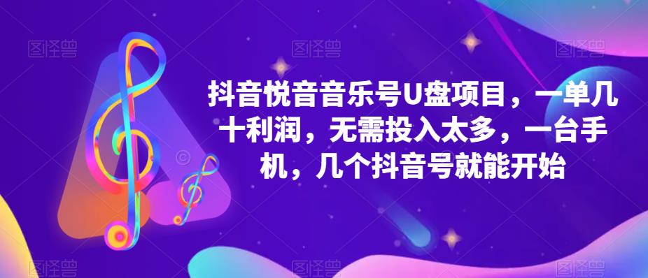 抖音音乐号U盘项目，一单几十利润，无需投入太多，一台手机，几个抖音号就能开始-资源宝库吧