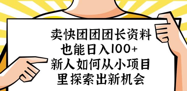卖快团团团长资料也能日入100+新人如何从小项目里探索出新机会-资源宝库吧