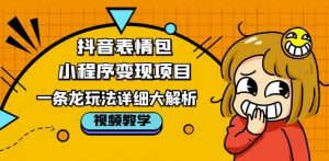 抖音表情包小程序变现项目，一条龙玩法详细大解析，视频版学习！-资源宝库吧