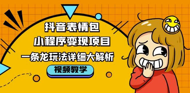 抖音表情包小程序变现项目，一条龙玩法详细大解析，视频版学习！-资源宝库吧