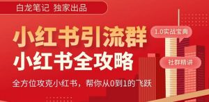 【白龙笔记】价值980元的《小红书运营和引流课》,日引100高质量粉-资源宝库吧