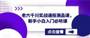 老六千川实战通投测品课，新手小白入门必听课-资源宝库吧