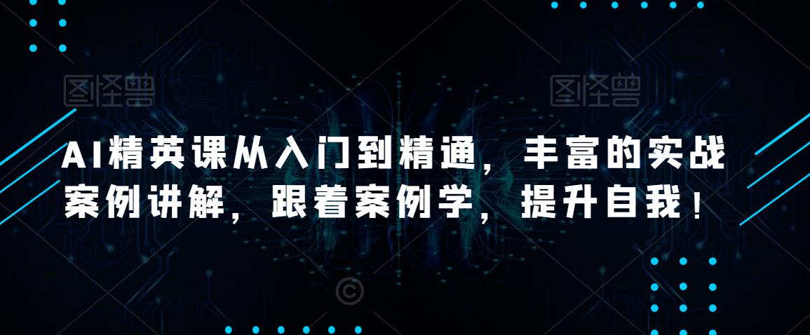 AI精英课从入门到精通,丰富的实战案例讲解,跟着案例学,提升自我!-资源宝库吧