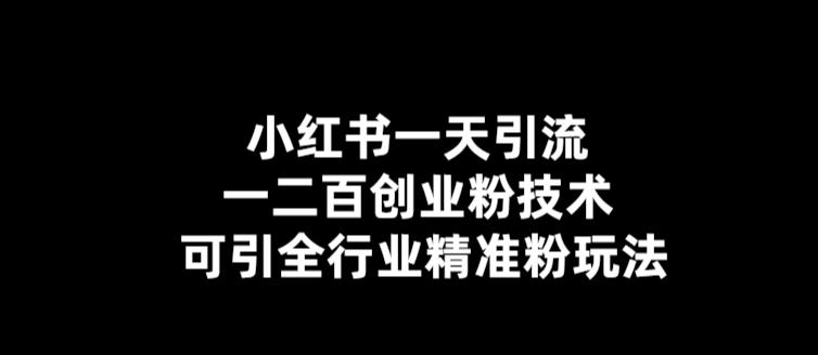 小红书一天引流一二百创业粉技术,可引全行业精准粉玩法【仅揭秘】-资源宝库吧