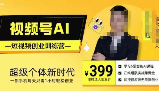 视频号AI短视频创业训练营，超级个体新时代，一部手机每天只需1小时轻松创业-资源宝库吧