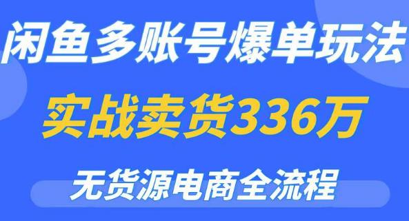 闲鱼多账号爆单玩法,无货源电商全流程,超简单的0门槛变现项目【揭秘】-资源宝库吧