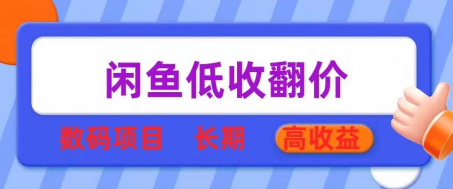 闲鱼低收翻价数码暴利项目，长期高收益【揭秘】-资源宝库吧