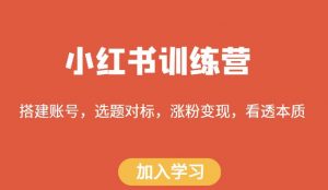 小红书训练营，搭建账号，选题对标，涨粉变现，看透本质-资源宝库吧