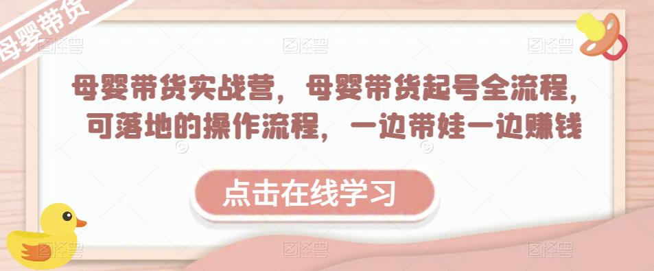 母婴带货实战营,母婴带货起号全流程,可落地的操作流程,一边带娃一边赚钱(附素材)-资源宝库吧