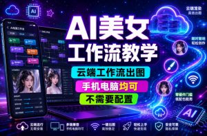 AI美女工作流教学，云端工作流出图，手机电脑均可，不需要配置，快速起号涨粉-资源宝库吧