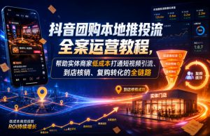 抖音团购本地推投流全案运营教程，帮助实体商家低成本打通短视频引流、到店核销、复购转化的全链路-资源宝库吧