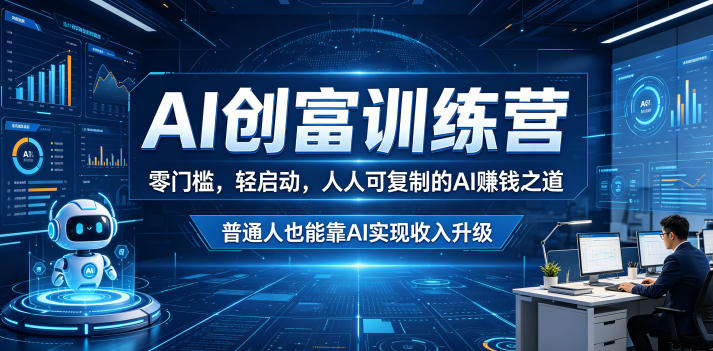 AI创富训练营，零门槛，轻启动，人人可复制的AI賺钱之道，普通人也能靠AI实现收入升级-资源宝库吧