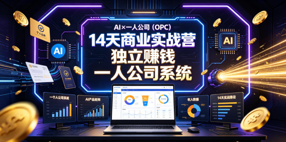 AI×一人公司（OPC）14天商业实战营，用AI帮你搭建一个属于你自己的、能独立賺钱的一人公司系统-资源宝库吧