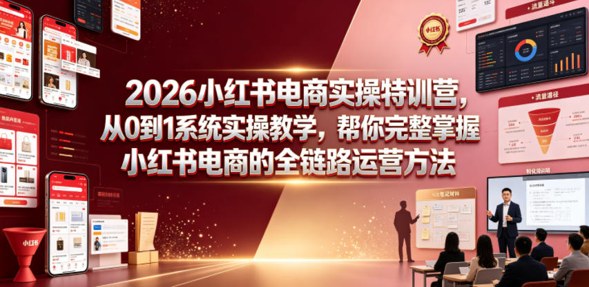 2026小红书电商实操特训营，从0到1系统实操教学，帮你完整掌握小红书电商的全链路运营方法-资源宝库吧