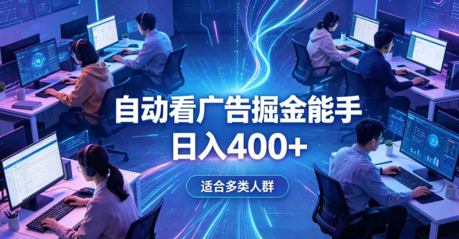 全脚本0基础自动看广告，单日收益400+，别再找高门槛副业，项目简单上手，收益看得见，没有复杂操作，AI全自动，设置一次全天自动跑收益【揭秘】-资源宝库吧