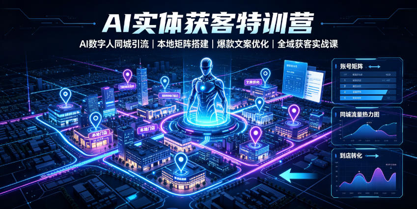 AI实体获客特训营｜AI数字人同城引流、本地矩阵搭建、爆款文案优化全域获客实战课-资源宝库吧