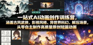 一站式AI动画创作训练营,涵盖古风武侠、影视风格、异世界科幻、解压场景,从零自主制作高质量原创短篇动画-资源宝库吧