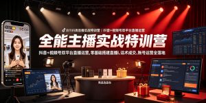 全能主播实战特训营|抖音+视频号双平台直播运营,零基础搭建直播间、精准选品、话术成交、账号运营全落地-资源宝库吧