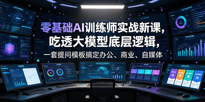 零基础AI训练师实战课，吃透大模型底层逻辑，一套提问模板搞定办公、商业、自媒体、设计、生活全场景AI落地应用-资源宝库吧