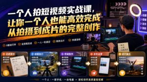 一个人拍短视频实战课，让你一个人也能高效完成从拍摄到成片的完整创作-资源宝库吧