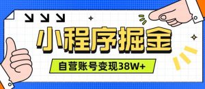 微信小程序掘金,团队自营小程序累计变现38W+,稳定运营三年,一部手机即可操作【揭秘】-资源宝库吧