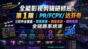 全能影视剪辑研修班第1期|PR/FCPX/达芬奇三软件全覆盖・剪辑思维・商业实战・调色包装全链路系统课-资源宝库吧