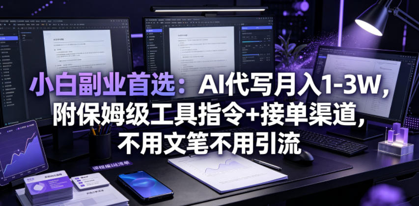 小白副业首选：AI代写月入1-3W，附保姆级工具指令+接单渠道，不用文笔不用引流【揭秘】-资源宝库吧