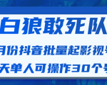 白狼敢死队最新抖音短视频批量起影视号(一天单人可操作30个号)视频课程-资源宝库吧