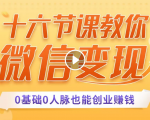 十六节课教你零基础微信变现,用单品打爆市场,每月收入超过10万+-资源宝库吧