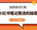 小红书笔记限流的秘密,被限流的笔记独家解决方案,打造高质量账号(共3节视频)-资源宝库吧
