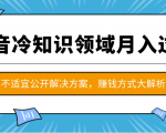抖音冷知识领域月入过万项目，不适宜公开解决方案 ，抖音赚钱方式大解析！-资源宝库吧