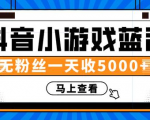赚钱计划:抖音小游戏蓝海项目,无粉丝一天收入5000+-资源宝库吧